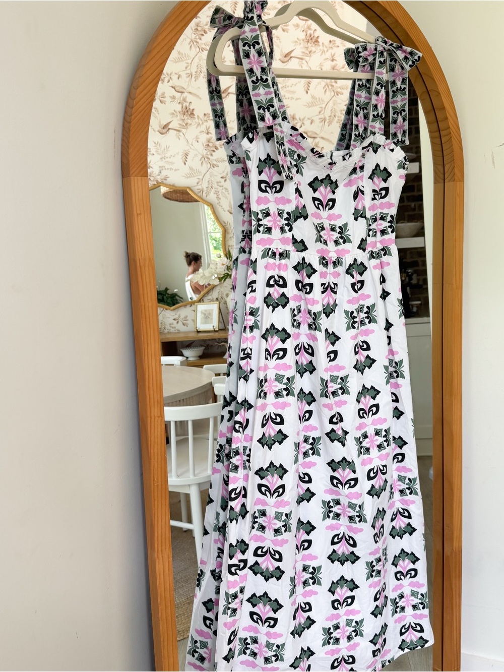 NWOT Sleeveless Midi Dress with Pink & Black Floral Print
